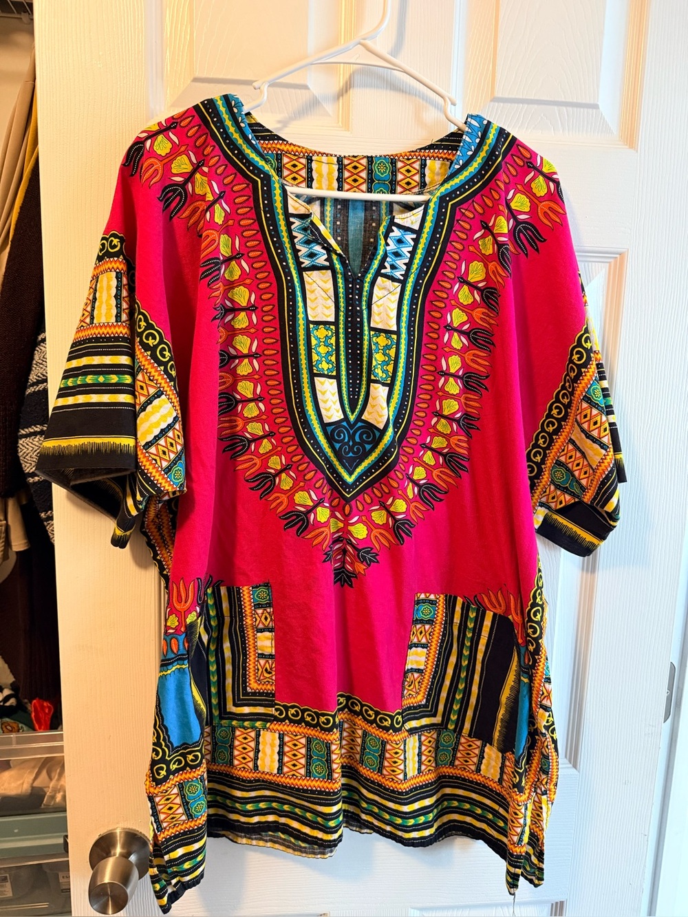 Bright Pink African Dashiki Style Women's Top